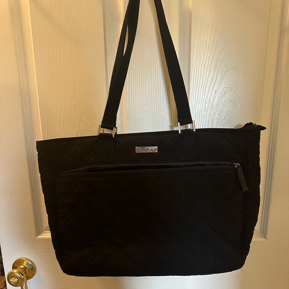 Black quilted Vera Bradley Laptop bag. 19x12x4.5.